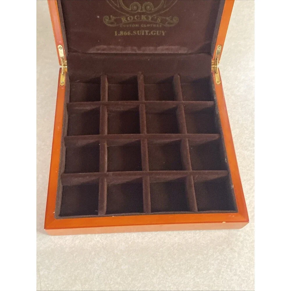 Rocky's Custom Clothes Wooden 16-Compartment Valet Accessories Storage Box